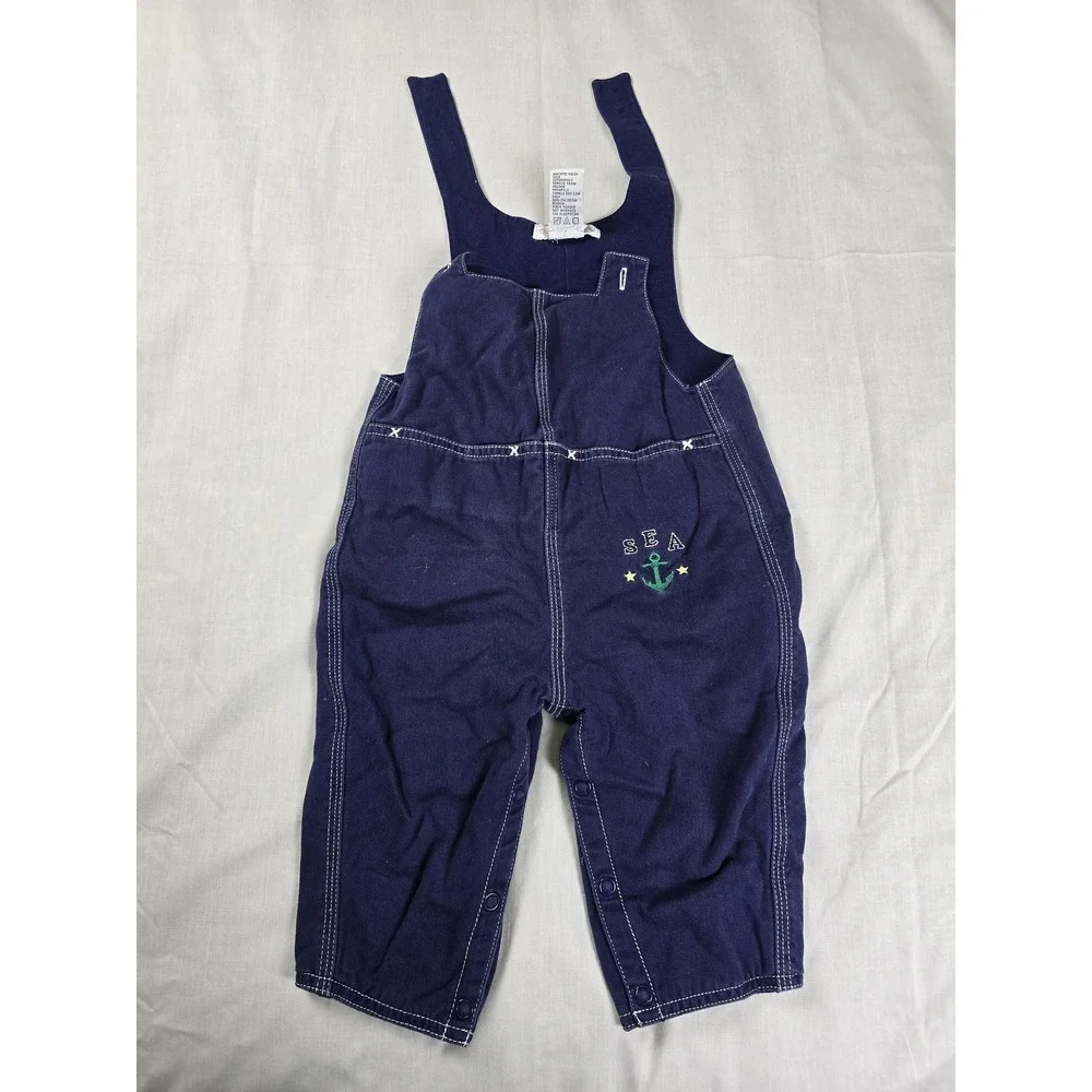 Vintage Gymboree Overalls Infant 6 12 Months Blue Nautical Sea Anchor‎ 90s